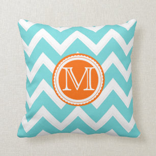 Coussin PixDezines do-it-yourself couleurs chevrons/aqua+b