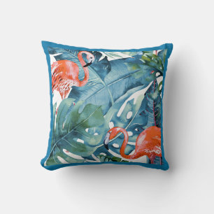 Coussin PixDezines Flamant rose orange, Tropical, do-it-yo