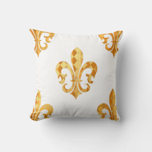 Coussin PixDezines fleur de lis/or/noir/DIYbackground