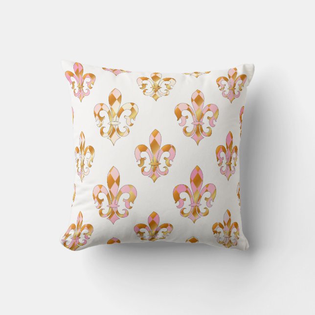 Coussin PixDezines fleur de lis/rose/or/DIYbackground (Recto)