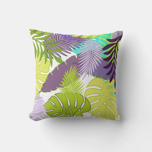 Coussin PixDezines forêt tropicale/monstera/do-it-yourself (Recto)