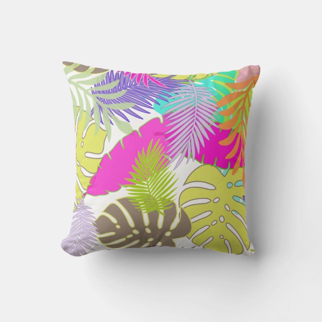 Coussin PixDezines forêt tropicale/monstera/do-it-yourself (Recto)