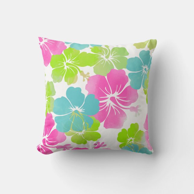Coussin PixDezines hibiscus vert leis/do-it-yourself arriè (Recto)