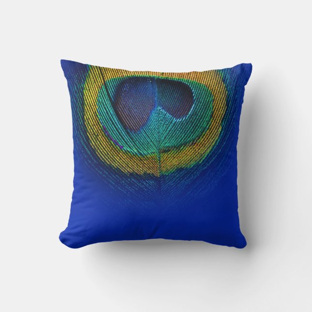 Coussin PixDezines oeil de paon psychédélique/cobalt+vert (Recto)