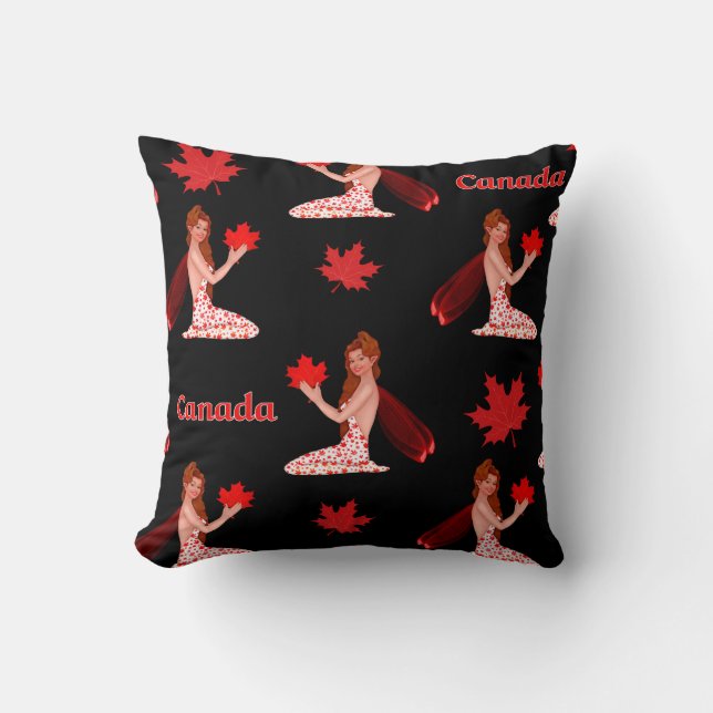 Coussin Pixie canadienne avec feuille d'érable (Recto)