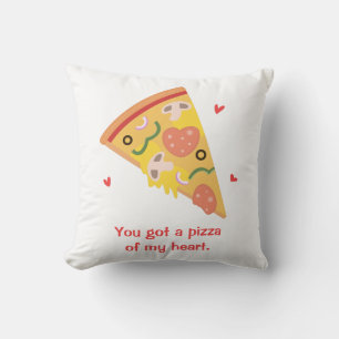 Coussin Pizza mignonne de mon coeur amusant Pun