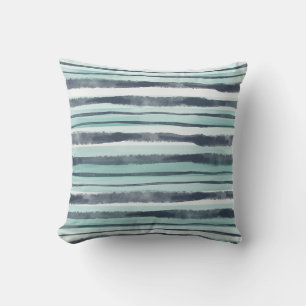 Coussin Plage Aquarelle Abstraite Marine Bleu Et Aqua