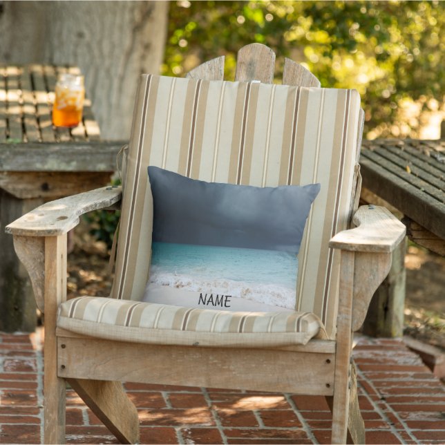 Coussin Plage bleu Aqua, mer, rois de la pilule d'été (Chaise)