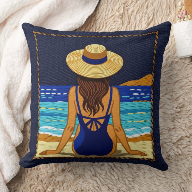 Coussin Plage Bleue Noir (Couverture)