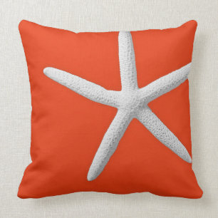 Coussin Plage côtière de Coral Orange Tropical White Sta