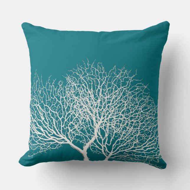 Coussin Plage côtière Turquoise Bleue Bleue Bleue Arbre Co (Recto)