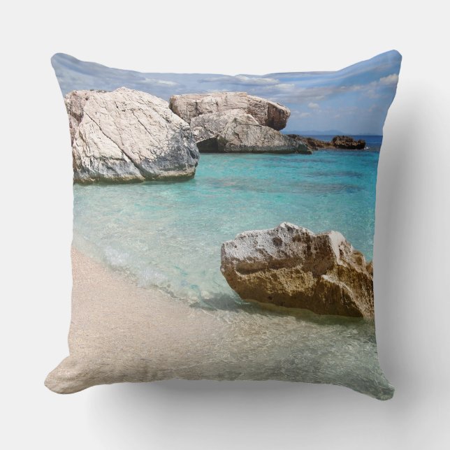 Coussin Plage de Cala Mariolu, carreau de la Sardaigne (Recto)
