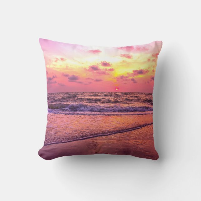 Coussin Plage de coucher de soleil rose Naples, Floride Co (Recto)