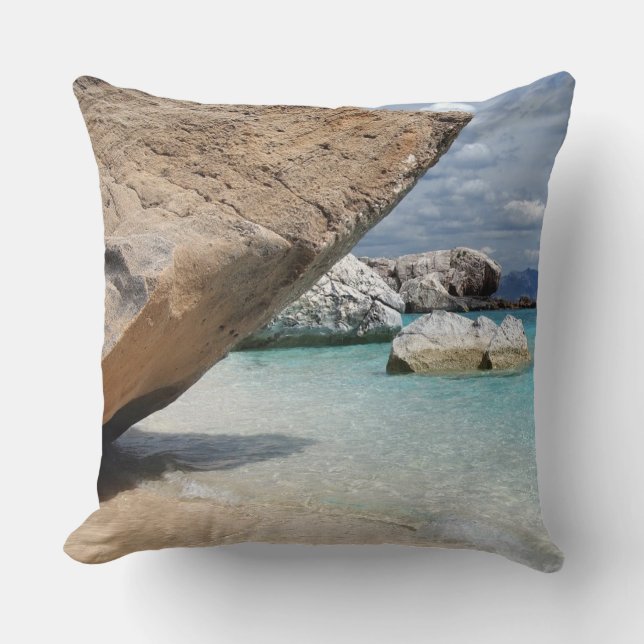 Coussin Plage de la Sardaigne avec le grand carreau de (Recto)
