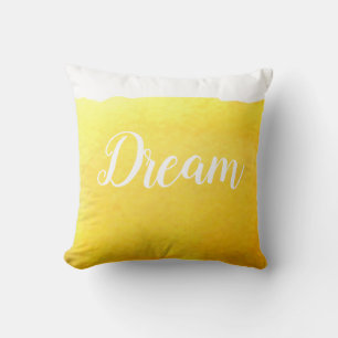 Coussin Plage de sable moderne et jaune design avec rêve