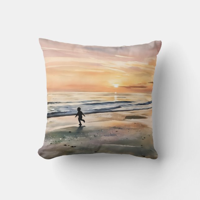 Coussin Plage de Siesta Key au coucher du soleil garçon jo (Recto)