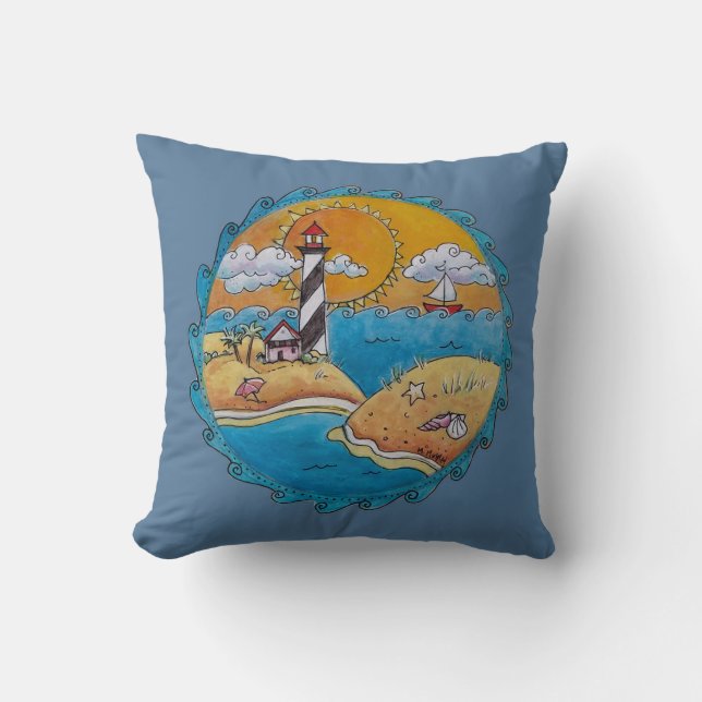 Coussin Plage d'été amusant soleil bord de mer côte (Recto)