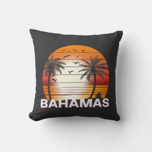 Coussin Plage d'été des palmiers Vintages des Bahamas