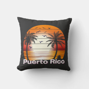 Coussin Plage d'été Porto Rico Vintage Palm Trees