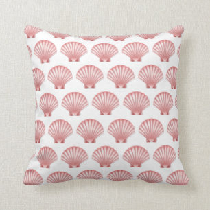 Coussin Plage marine de coquillage de corail blanc rose ro