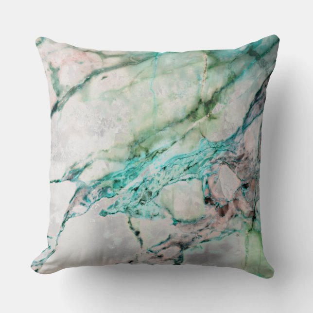 Coussin Plage Ocean Water Gris Mint Silver Gold Marble (Recto)