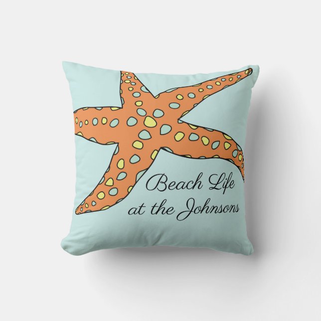 Coussin Plage personnalisée Vie de poisson étoile Lancer o (Recto)