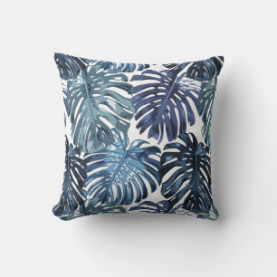 Coussin Plage tropicale Bleu Palm Feuille