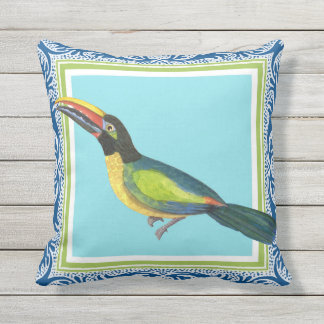Coussin Plage tropicale Ocean Beach Toucan Bird Batik Art 