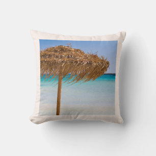Coussin Plage tropicale panoramique avec parasol en paille