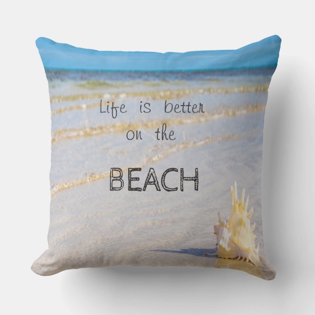 Coussin Plage, Vagues, Coquillage (Recto)