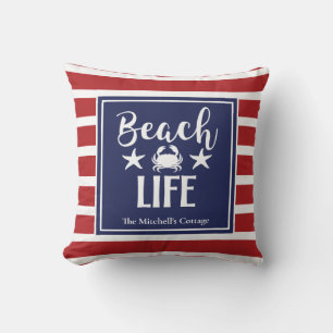 Coussin Plage Vie Crabe Starfish Coastal Chic Nautique