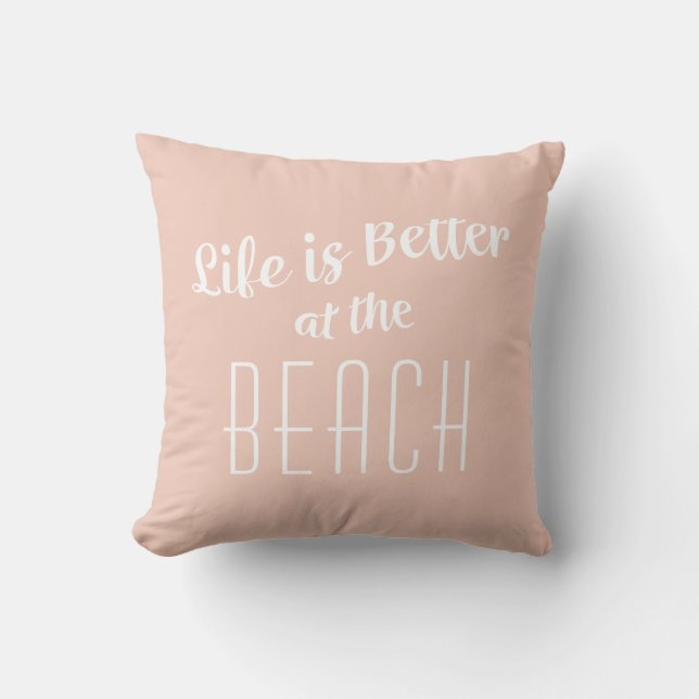 Coussin Plage Vie Mieux Cute Côtier Corail Nautique (Recto)
