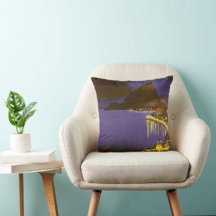 Coussin Plage vintage la nuit à Rio de Janeiro, Brésil