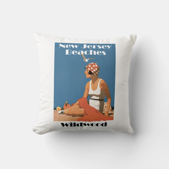 Coussin Plages du New Jersey ~ Wildwood (Recto)
