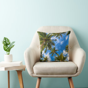 Coussin Plages tropicales Palmiers sur le ciel bleu