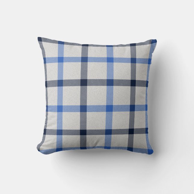 Coussin Plaid bleu clair écossais à damiers villa de campa (Recto)