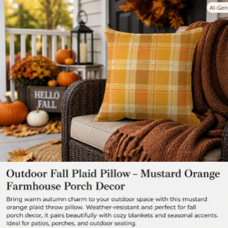 Coussin Plaid d'automne de ferme en moutarde orange pour v