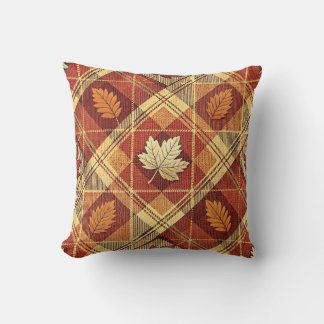 Coussin Plaid d'Automne Feuilles d'Érable Rustique Rouge T