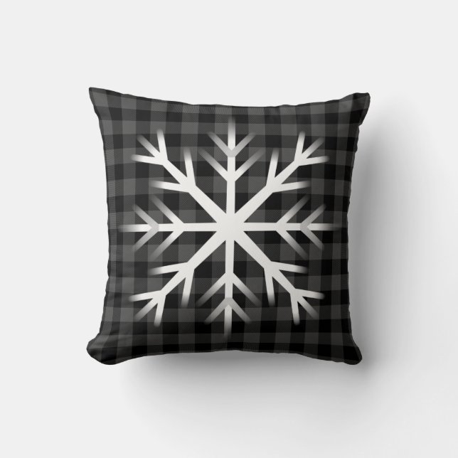 Coussin Plaid de buffle noir gris rustique -Flacon de neig (Recto)