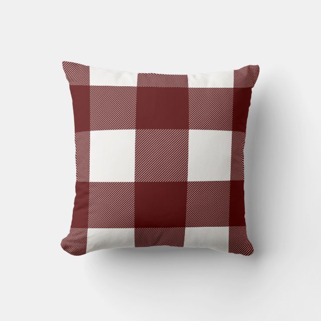 Coussin Plaid de contrôle de Buffalo, Bourgogne (Recto)