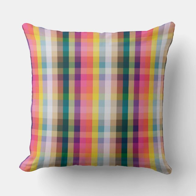 Coussin Plaid écossais abstrait (Recto)