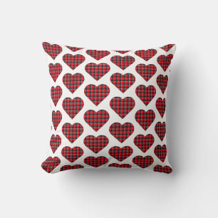 Coussin Plaid en forme de cœur rouge noir Buffalo