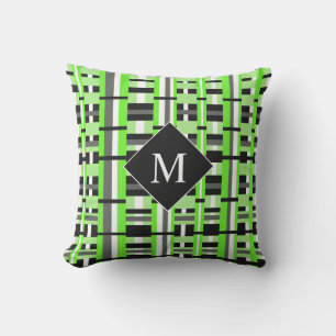 Coussin Plaid en Monogramme vert, noir et gris