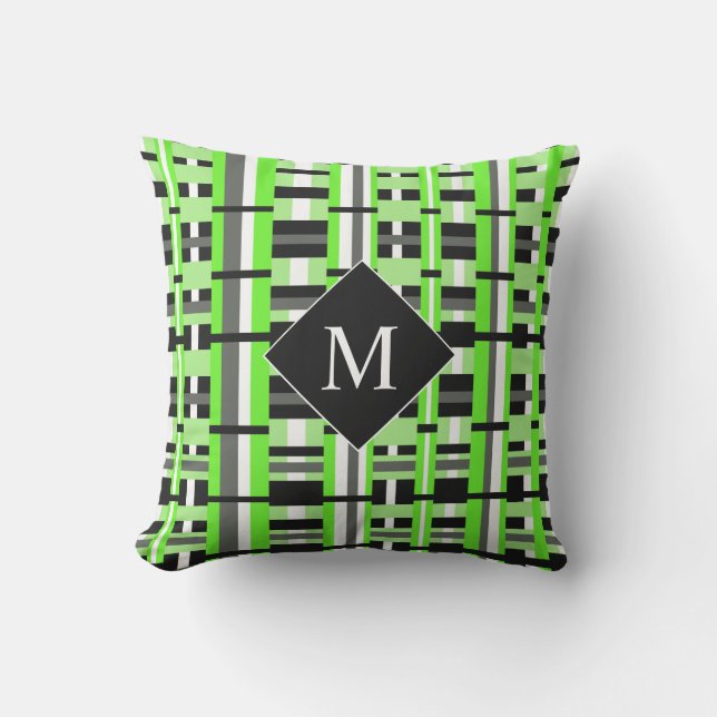 Coussin Plaid en Monogramme vert, noir et gris (Recto)