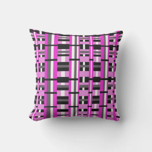 Coussin Plaid en rose, noir et gris