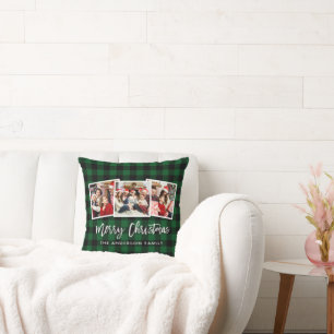 Coussin Plaid moderne de vert de Noël de photo du