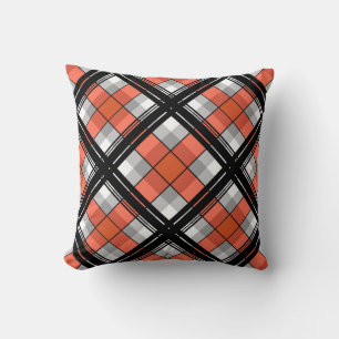 Coussin Plaid noir et orange
