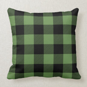 Coussin Plaid noir et vert de couleur faite sur commande