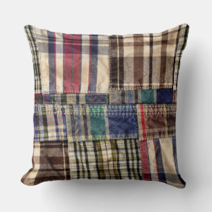 Coussin Plaid Patchwork