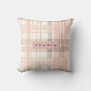 Coussin Plaid Personnalisé Pastel Rose Pâle Beige Doux